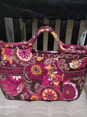 Vera Bradley Pink Multi Quilted Floral Tote Used